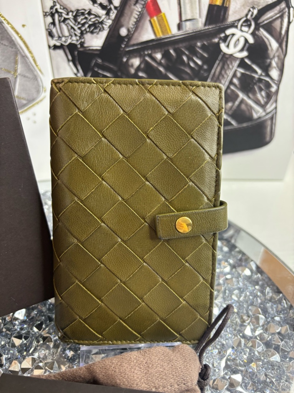 Bottega Veneta Olive Green Intrecciato Leather Snap Wallet - Picture 3 of 17